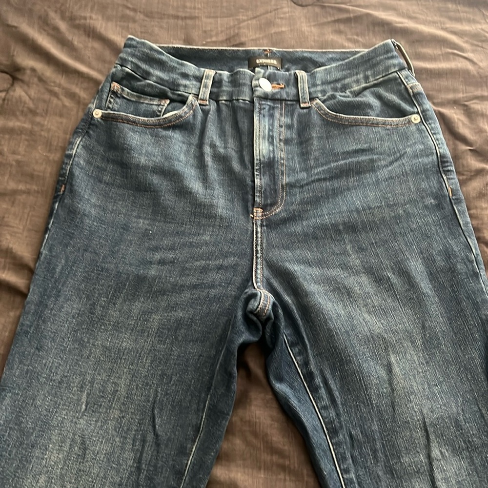 Dark wash skinny jeans and these are a size small